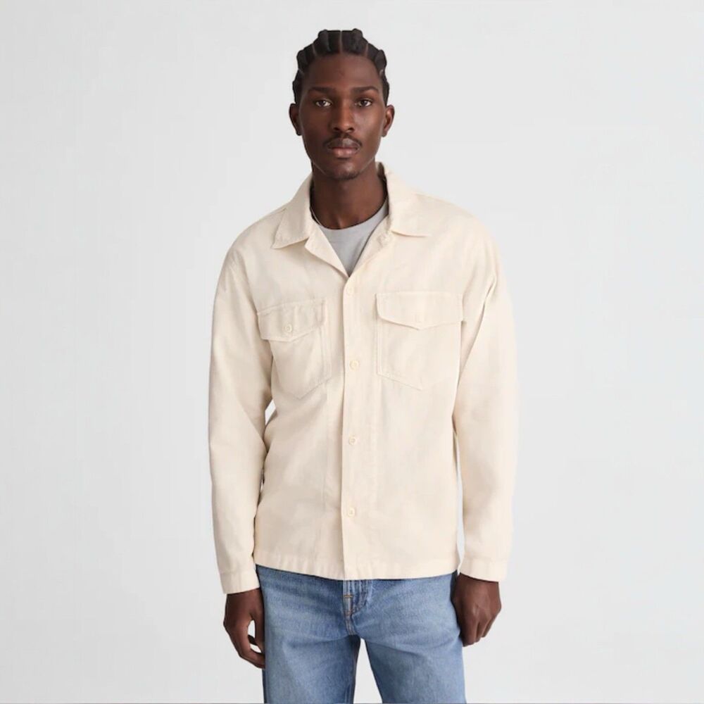 Madewell Button Up Shirt-Jacket Mens Small Ivory Canvas Uniform Twill NY113 NEW - Picture 1 of 11